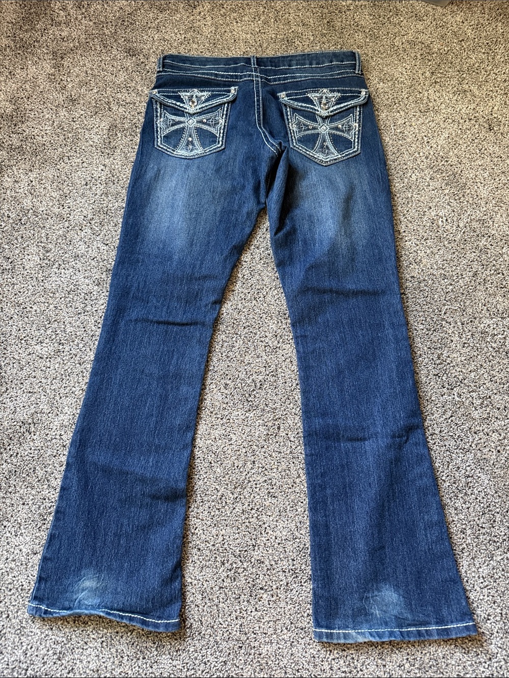 Mudd Dark Blue Flare Jeans with Embroidered Back Pockets